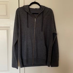 Vince Gray Cashmere Zip-Up Sweater